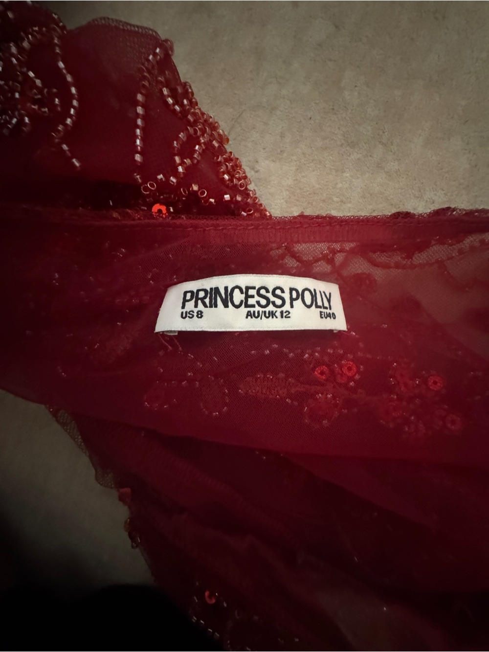 Princess Polly Red Sequined Lace Dress - Picture 2 of 2